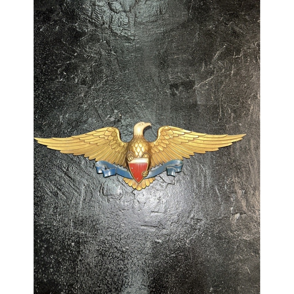 Sexton 27" Patriotic American Eagle Shield Wall Plaque Gold Aluminum Vintage